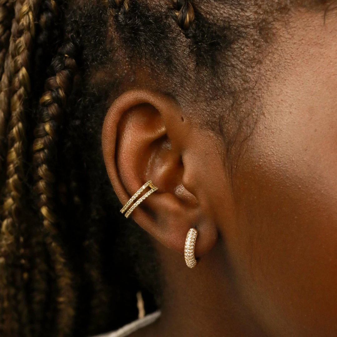 Astrid & Miyu Earrings Glimmer Pave Huggies In Gold 4 Astrid & Miyu Earrings Glimmer Pave Huggies In Gold