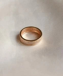 Astrid & Miyu Glimmer Pave Stacking Ring In Gold