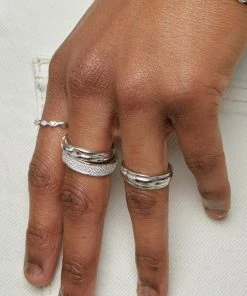 Astrid & Miyu Glimmer Pave Stacking Ring In Silver