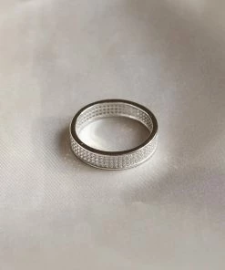 Astrid & Miyu Glimmer Pave Stacking Ring In Silver