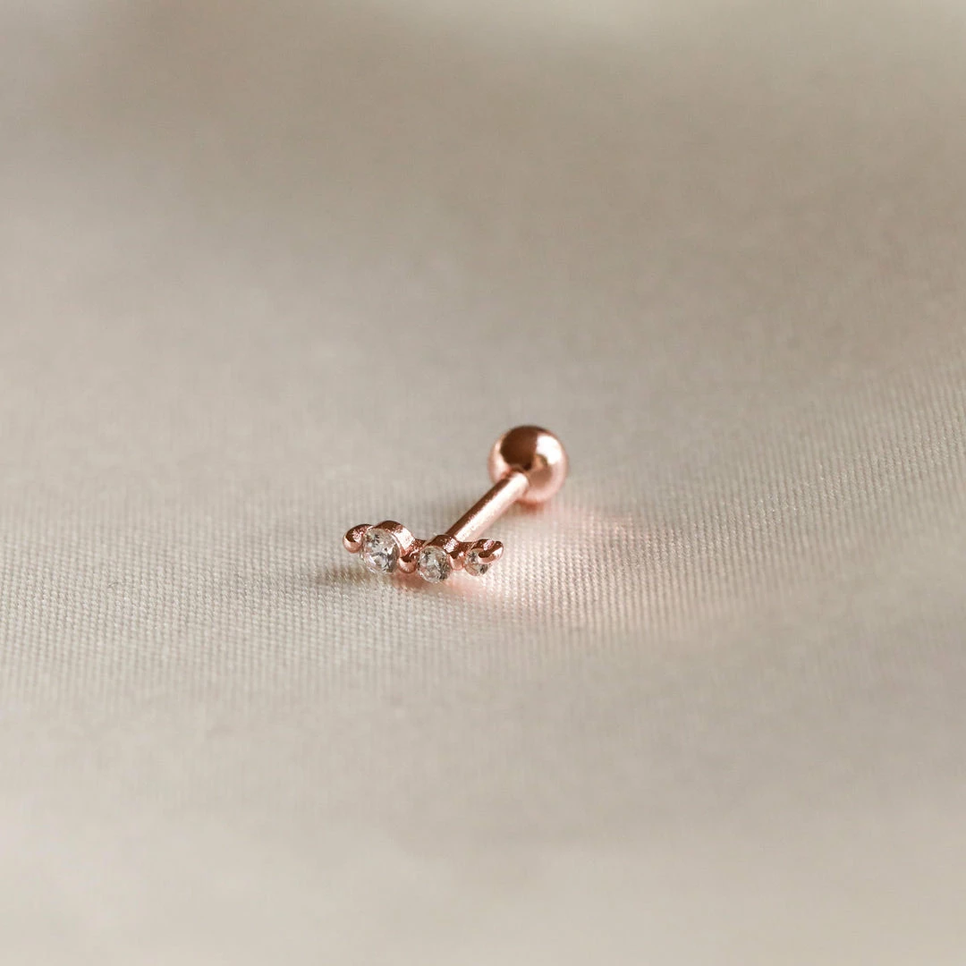 Astrid & Miyu Glimmer Crystal Barbell In Rose Gold 6 Astrid & Miyu Glimmer Crystal Barbell In Rose Gold