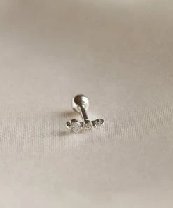 Astrid & Miyu Glimmer Crystal Barbell In Silver Best Sellers