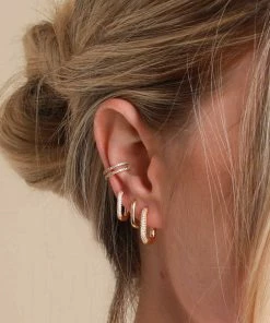 Astrid & Miyu Earrings Rectangular Glimmer Hoops In Gold