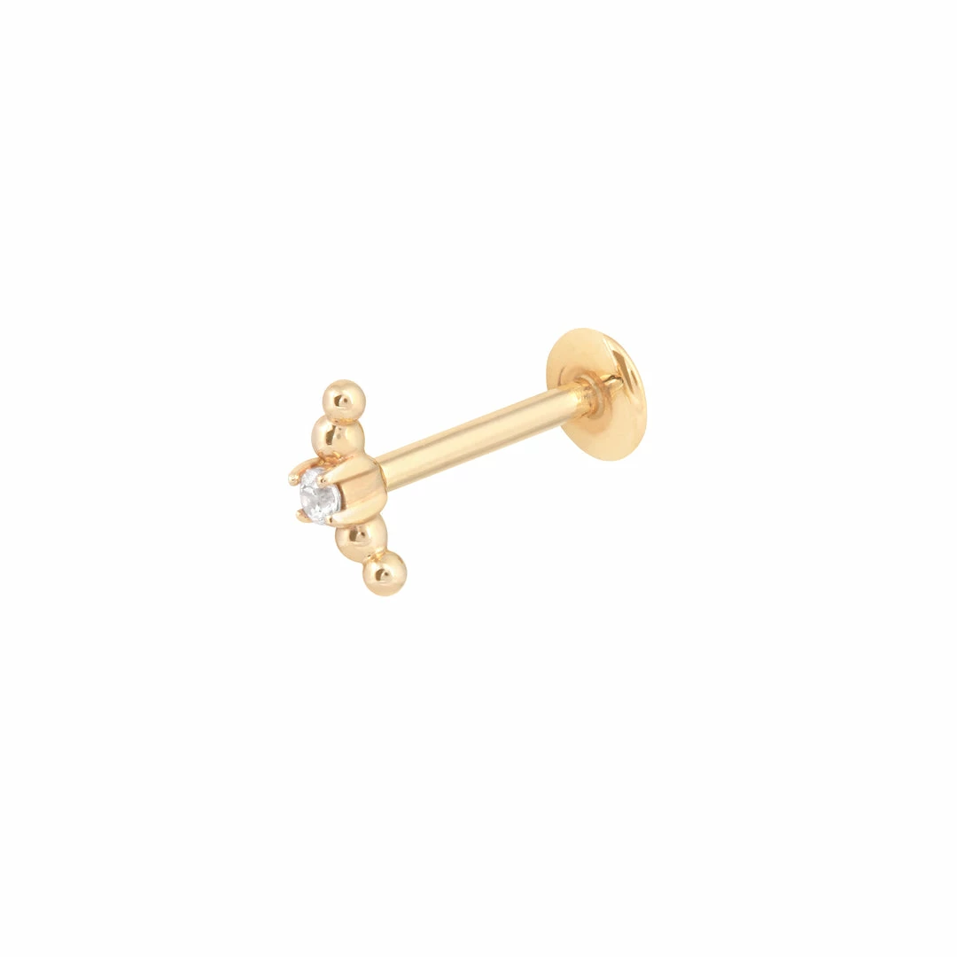 Astrid & Miyu Beaded Curved Piercing Stud In Solid Gold 3 Astrid & Miyu Beaded Curved Piercing Stud In Solid Gold
