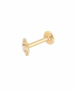 Astrid & Miyu Solid Gold Crystal Beaded Piercing Stud Earrings