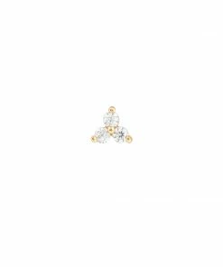Astrid & Miyu Solid Gold Triple Crystal Piercing Stud Earrings