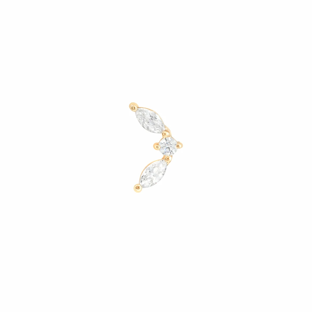 Astrid & Miyu Solid Gold Marquise Fan Piercing Stud 5 Astrid & Miyu Solid Gold Marquise Fan Piercing Stud