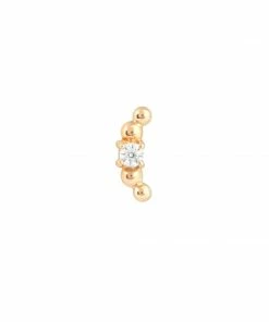 Astrid & Miyu Beaded Curved Piercing Stud In Solid Gold 10 Astrid & Miyu Beaded Curved Piercing Stud In Solid Gold