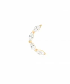Astrid & Miyu Solid Gold Crystal Curved Piercing Stud Earrings