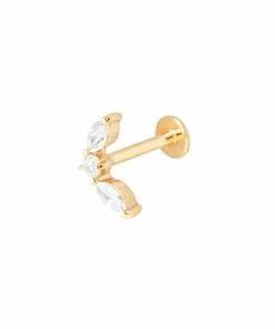 Astrid & Miyu Solid Gold Marquise Fan Piercing Stud