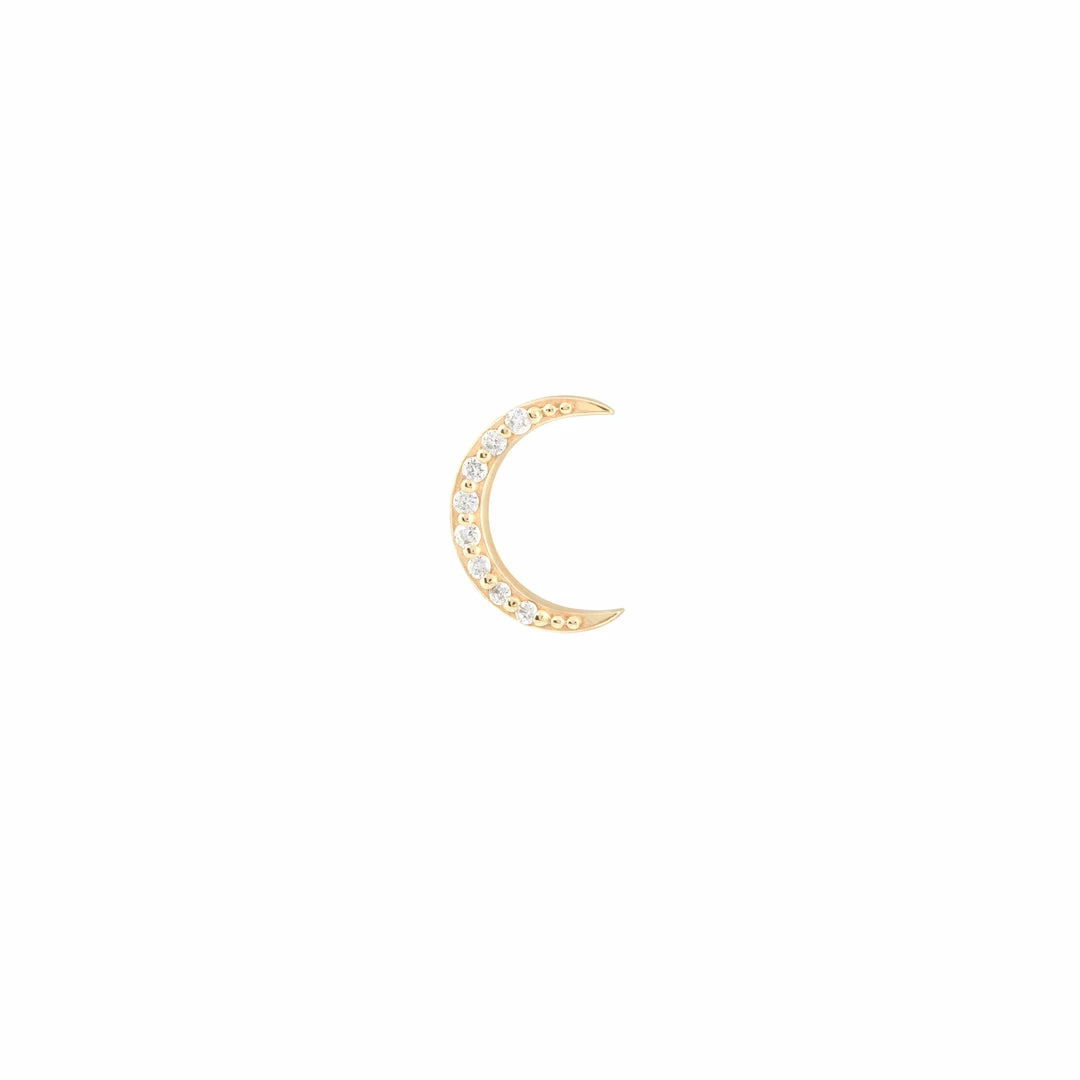 Astrid & Miyu Earrings Solid Gold Diamond Moon Piercing Stud 5 Astrid & Miyu Earrings Solid Gold Diamond Moon Piercing Stud