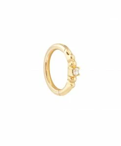 Astrid & Miyu Solid Gold Crystal Rook Hoop