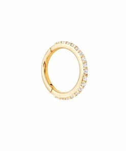 Astrid & Miyu Earrings Solid Gold Crystal Piercing Hoop