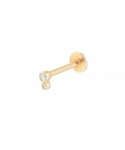 Astrid & Miyu Solid Gold Double Diamond Piercing Stud