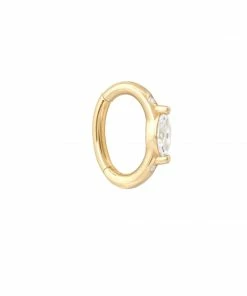 Astrid & Miyu Solid Gold Marquise Rook Hoop Earrings