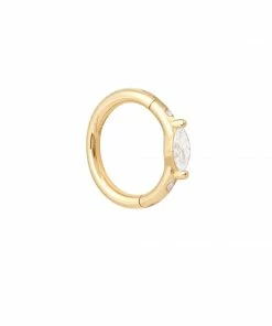 Astrid & Miyu Solid Gold Marquise Piercing Hoop Earrings
