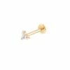 Astrid & Miyu Solid Gold Triple Crystal Piercing Stud Earrings