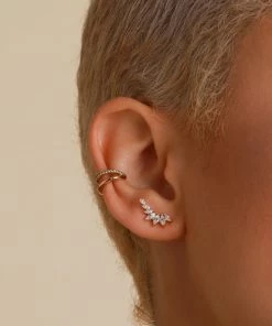 Astrid & Miyu Best Sellers Glimmer Navette Stud Earrings In Gold