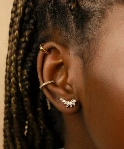 Astrid & Miyu Best Sellers Glimmer Navette Stud Earrings In Gold