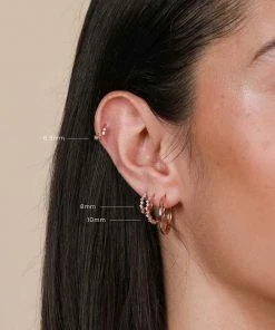 Astrid & Miyu Cluster Hoop 6.5mm In Rose Gold Earrings