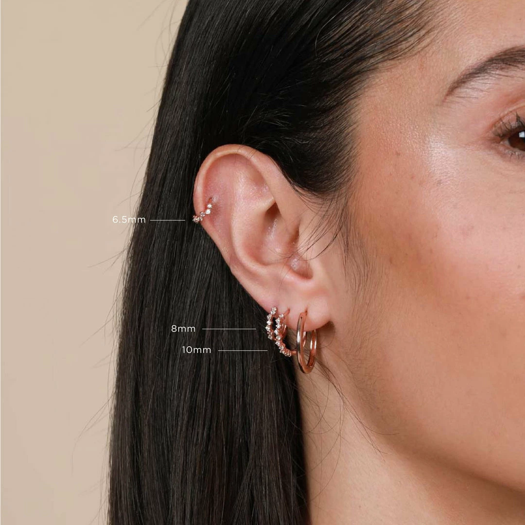 Astrid & Miyu Earrings Cluster Hoop 8mm In Rose Gold 8 Astrid & Miyu Earrings Cluster Hoop 8mm In Rose Gold