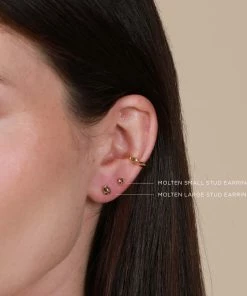 Astrid & Miyu Sale Molten Large Stud Earrings In Gold