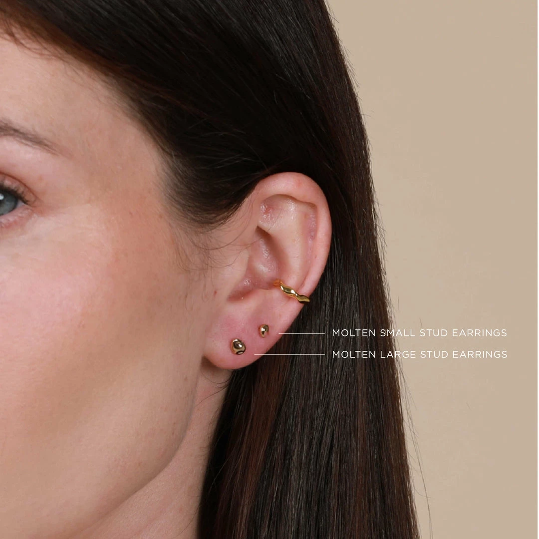 Astridandmiyu Molten Small Stud Earrings In Gold 7 Astridandmiyu Molten Small Stud Earrings In Gold