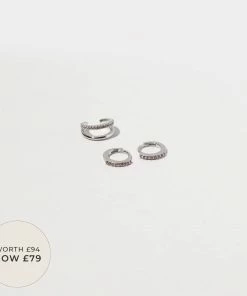 Astrid & Miyu Hope Stacking Set In Silver Earrings