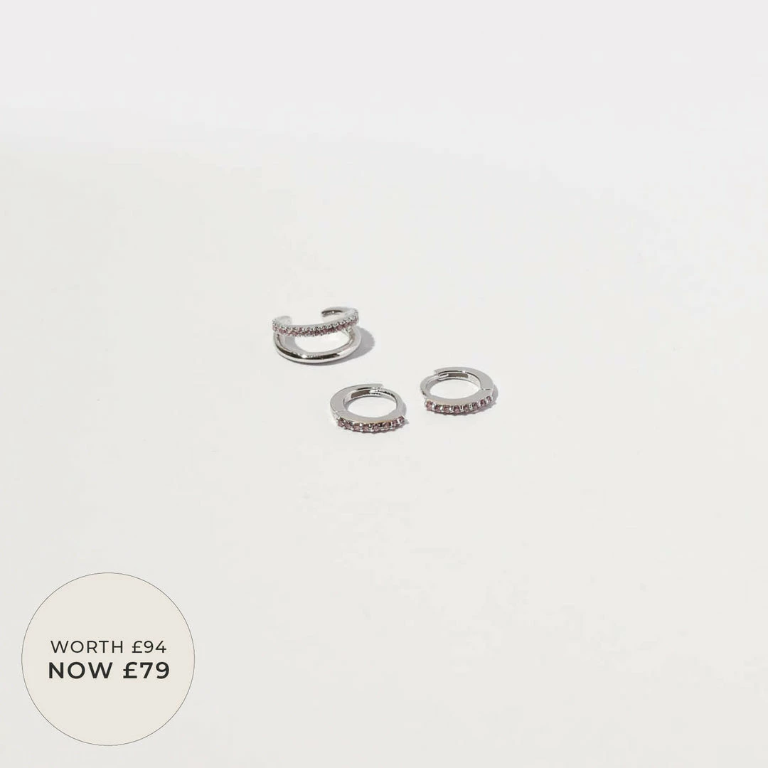 Astrid & Miyu Hope Stacking Set In Silver Earrings 3 Astrid & Miyu Hope Stacking Set In Silver Earrings