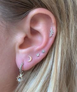 Astridandmiyu Jewelled Star Barbell In Gold