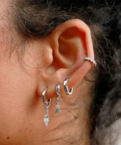 Astridandmiyu Earrings Single Square Edge Base Hoop In Silver 10 Astridandmiyu Earrings Single Square Edge Base Hoop In Silver