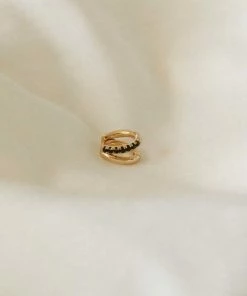 Astrid & Miyu Illusion Black Crystal Hoop 6.5mm In Gold Sale