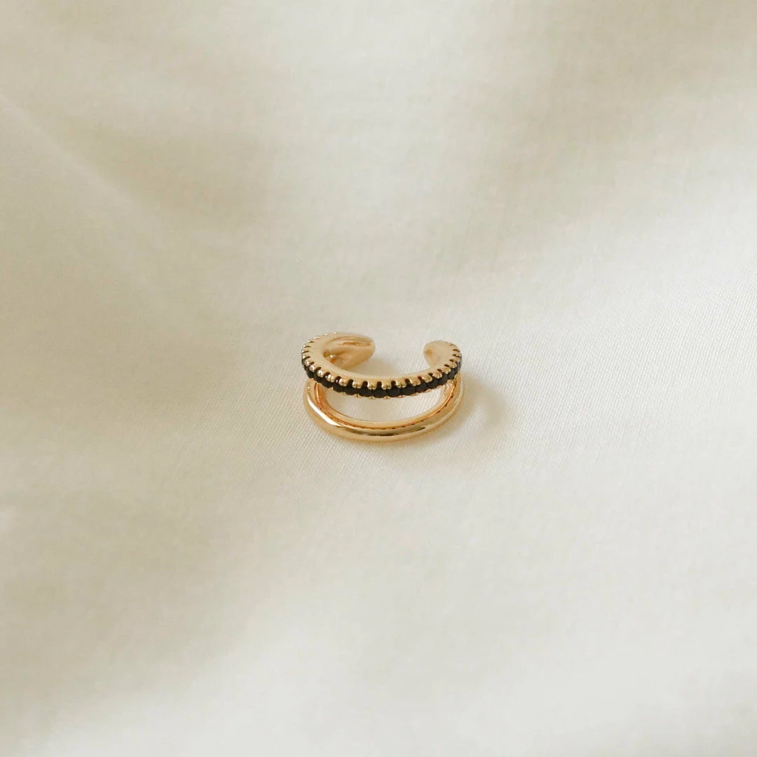 Astrid & Miyu Illusion Black Crystal Ear Cuff In Gold Sale 5 Astrid & Miyu Illusion Black Crystal Ear Cuff In Gold Sale