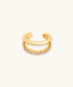 Astrid & Miyu Illusion Pink Ear Cuff In Gold