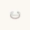 Astrid & Miyu Illusion Pink Ear Cuff In Silver 1 Astrid & Miyu Illusion Pink Ear Cuff In Silver