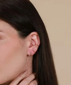 Astrid & Miyu Illusion Pink Ear Cuff In Gold