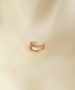 Astrid & Miyu Illusion Pink Ear Cuff In Gold