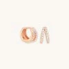 Astrid & Miyu Earrings Illusion Crystal Huggies In Rose Gold