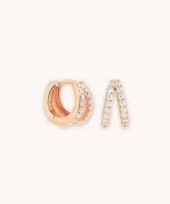 Astrid & Miyu Earrings Illusion Crystal Huggies In Rose Gold