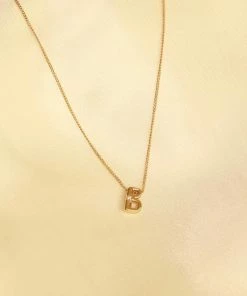 Astrid & Miyu B Initial Pendant Necklace In Gold With B