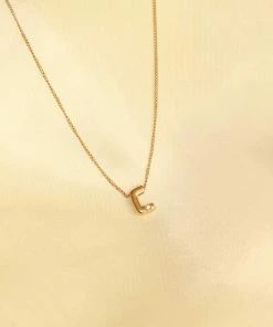 Astrid & Miyu C Initial Pendant Necklace In Gold With C Pendant Necklaces