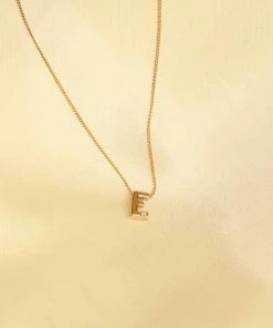 Astrid & Miyu E Initial Pendant Necklace In Gold With E Pendant Necklaces 9 Astrid & Miyu E Initial Pendant Necklace In Gold With E Pendant Necklaces