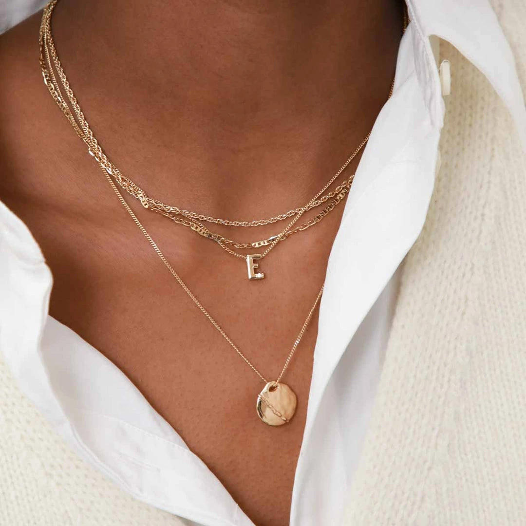 Astrid & Miyu E Initial Pendant Necklace In Gold With E Pendant Necklaces 6 Astrid & Miyu E Initial Pendant Necklace In Gold With E Pendant Necklaces