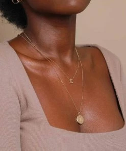 Astrid & Miyu E Initial Pendant Necklace In Gold With E Pendant Necklaces 11 Astrid & Miyu E Initial Pendant Necklace In Gold With E Pendant Necklaces