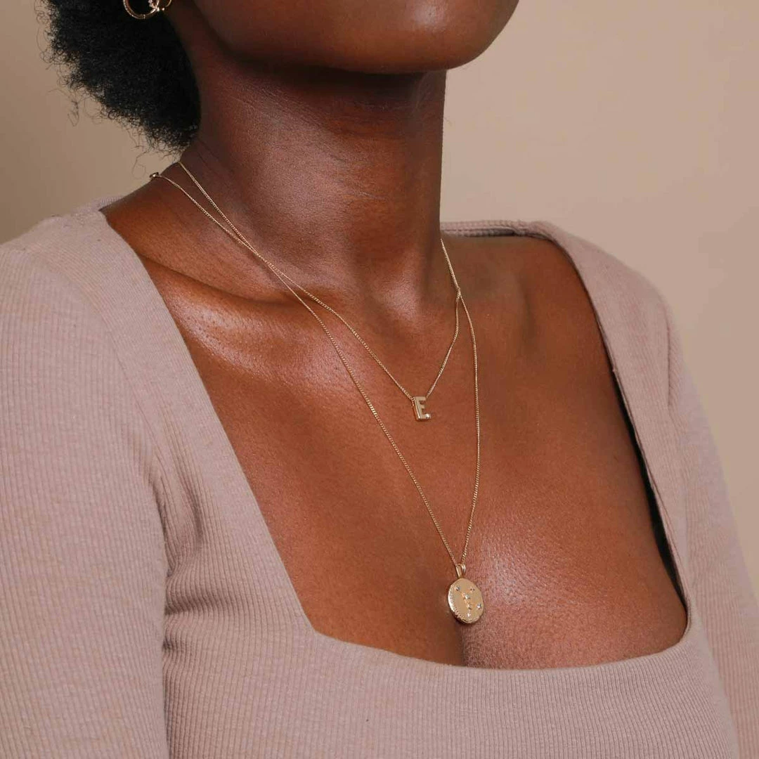 Astrid & Miyu E Initial Pendant Necklace In Gold With E Pendant Necklaces 7 Astrid & Miyu E Initial Pendant Necklace In Gold With E Pendant Necklaces