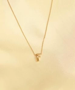 Astrid & Miyu Pendant Necklaces F Initial Pendant Necklace In Gold With F