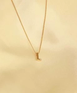 Astrid & Miyu L Initial Pendant Necklace In Gold With L Pendant Necklaces