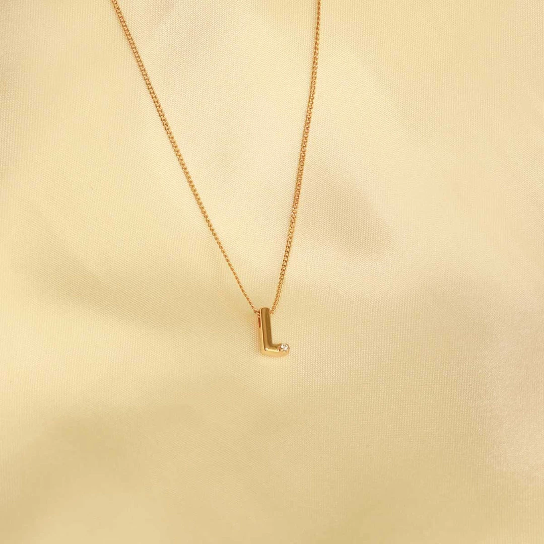 Astrid & Miyu L Initial Pendant Necklace In Gold With L Pendant Necklaces 4 Astrid & Miyu L Initial Pendant Necklace In Gold With L Pendant Necklaces