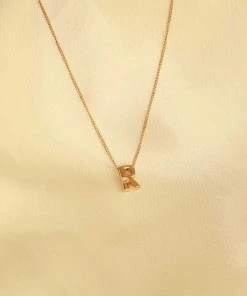 Astrid & Miyu R Initial Pendant Necklace In Gold With R Pendant Necklaces 7 Astrid & Miyu R Initial Pendant Necklace In Gold With R Pendant Necklaces