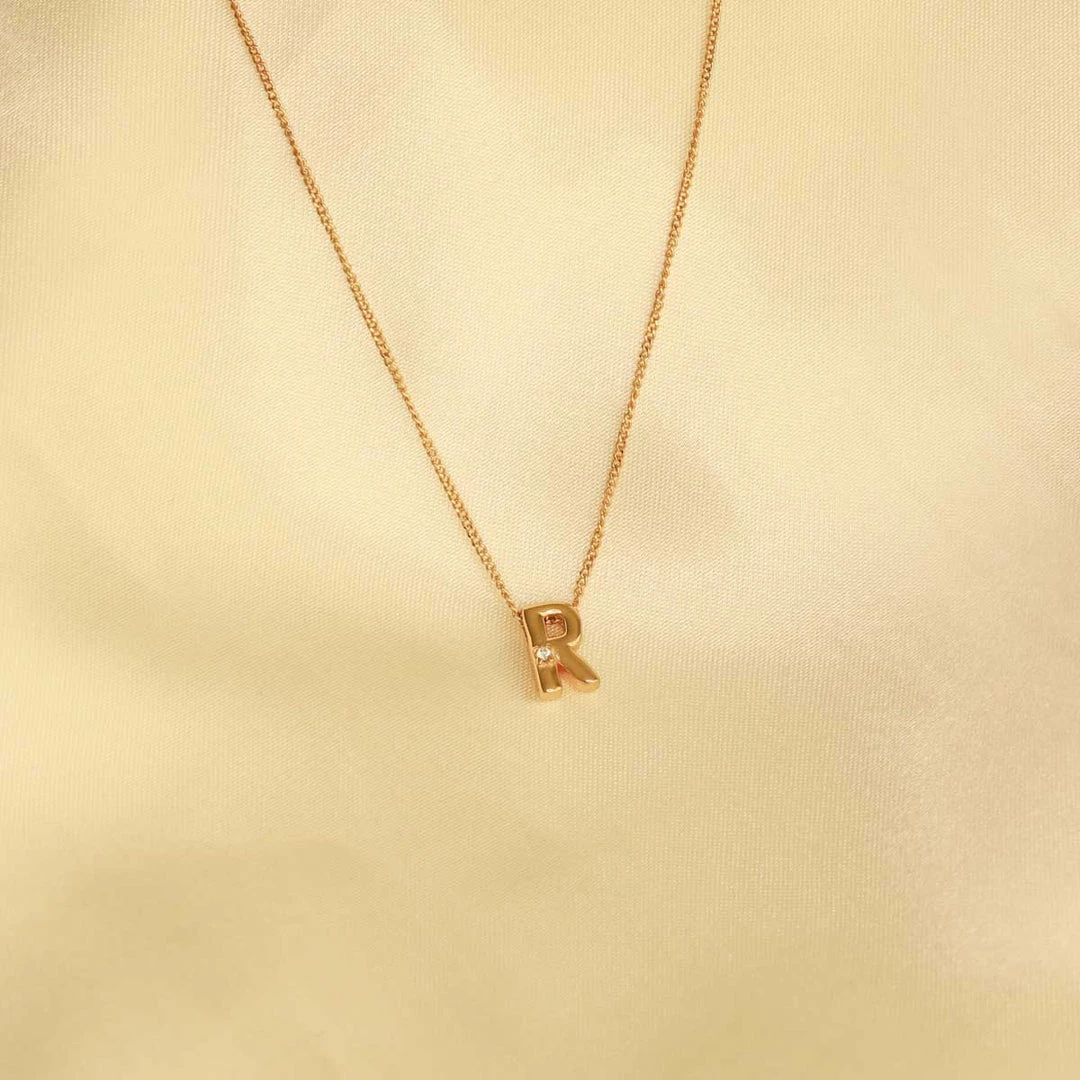 Astrid & Miyu R Initial Pendant Necklace In Gold With R Pendant Necklaces 5 Astrid & Miyu R Initial Pendant Necklace In Gold With R Pendant Necklaces